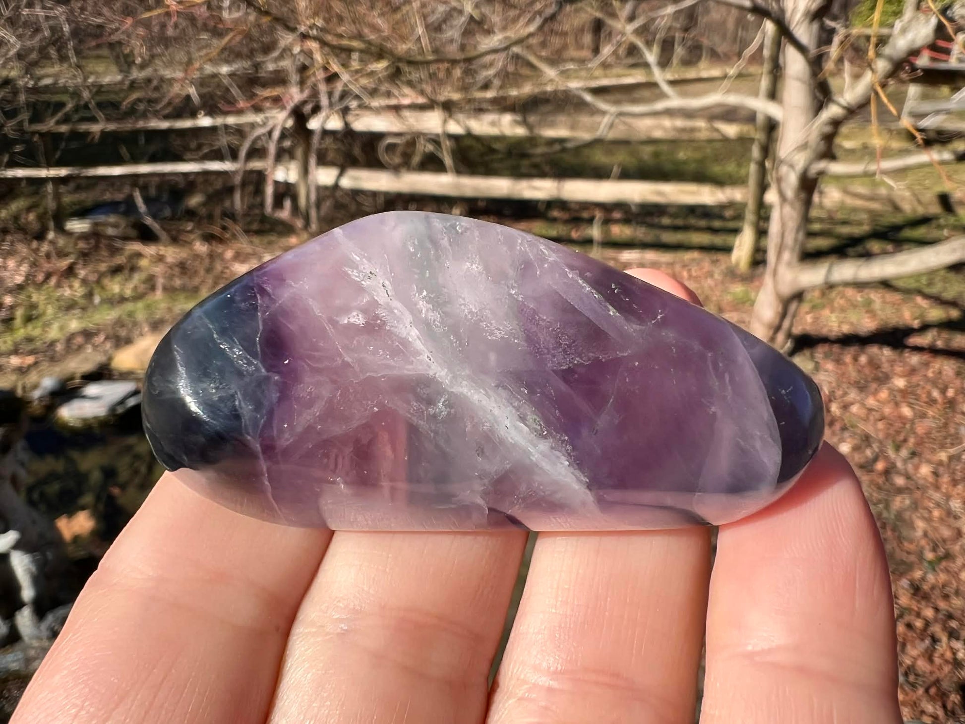 Rainbow Fluorite Palm Stone - Gem Realm 