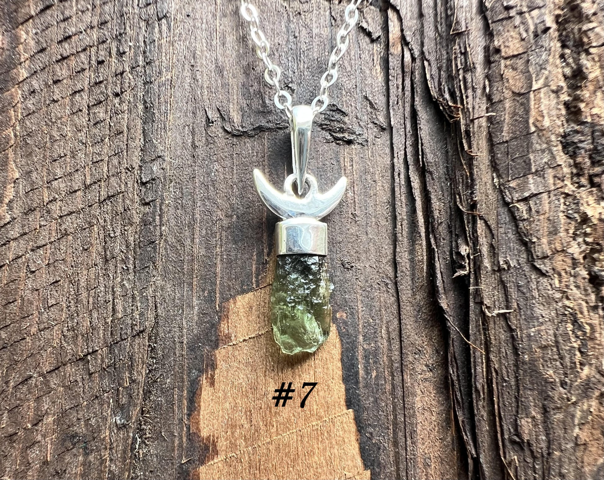 Moldavite Moon Pendant - Gem Realm 