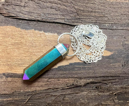 Titanium Aura Quartz Crystal Pendant