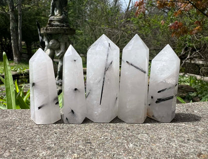 Black Tourmalinated Quartz Towers - Gem Realm 