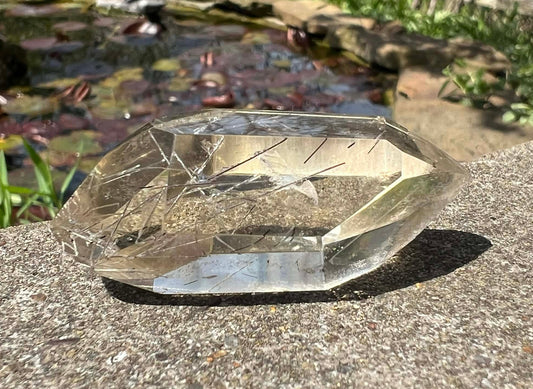Citrine Double Terminated Polished Point ~ Rutilated - Gem Realm 