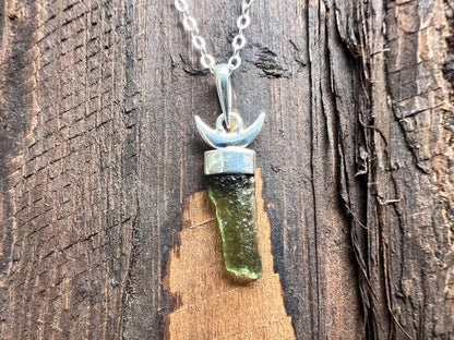 Moldavite Moon Pendant - Gem Realm 
