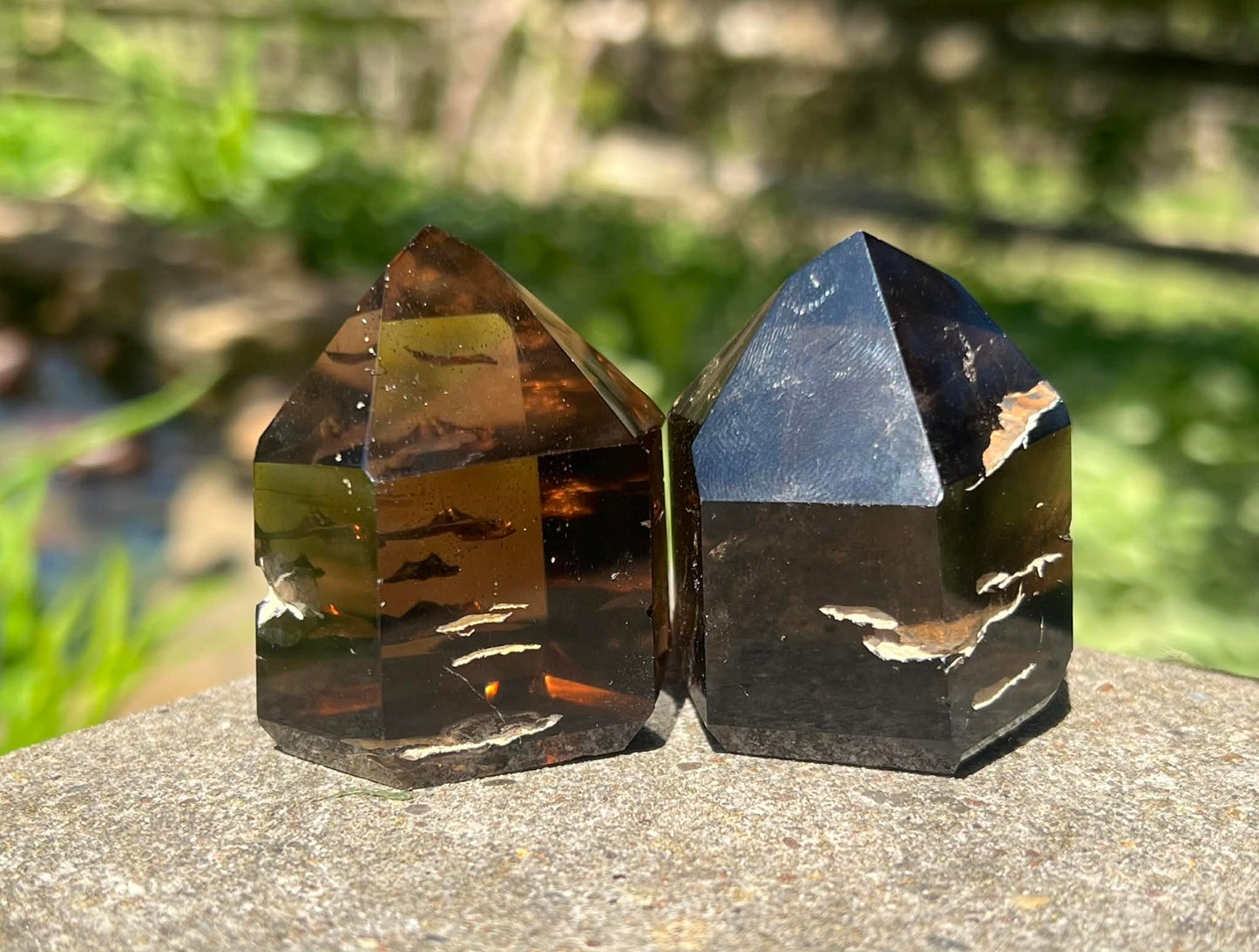Smoky Quartz Included Tower Duo - Gem Realm 