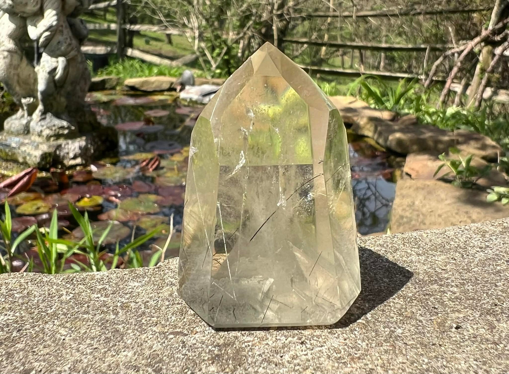 Citrine Tower ~ with Gray Phantoms and Rutile - Gem Realm 