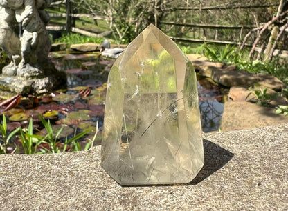 Citrine Tower ~ with Gray Phantoms and Rutile - Gem Realm 