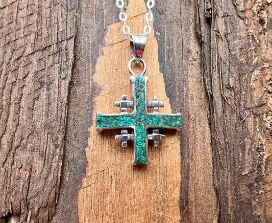 Chrysocolla Cross Pendant - Gem Realm 