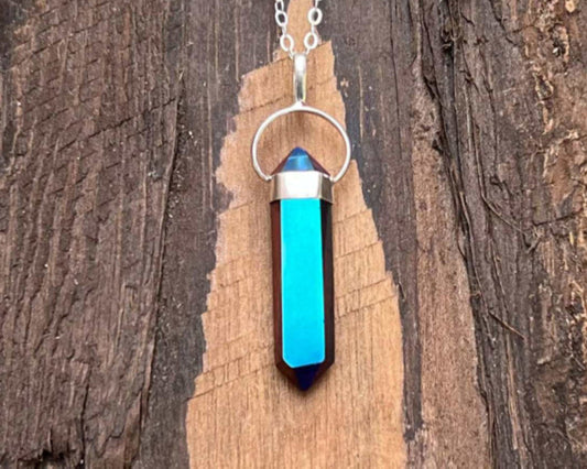 Titanium Aura Quartz Crystal Pendant