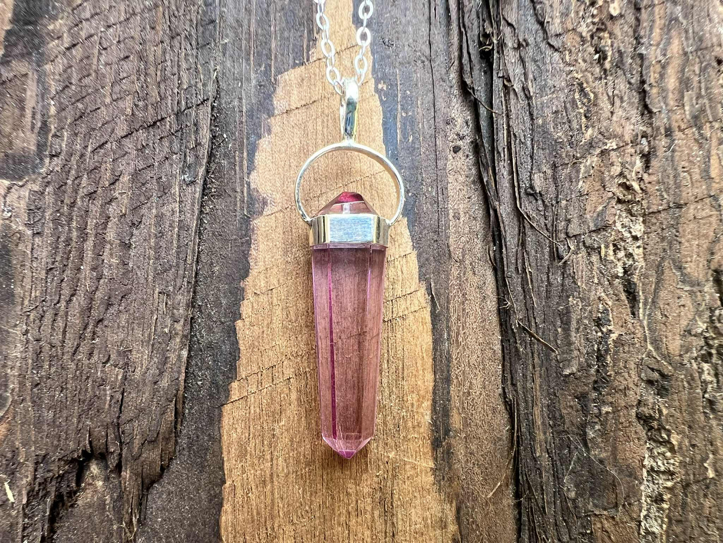 Pink Aura Quartz Pendant