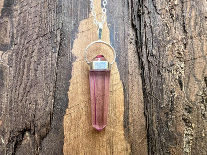 Pink Aura Quartz Pendant