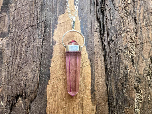 Pink Aura Quartz Pendant