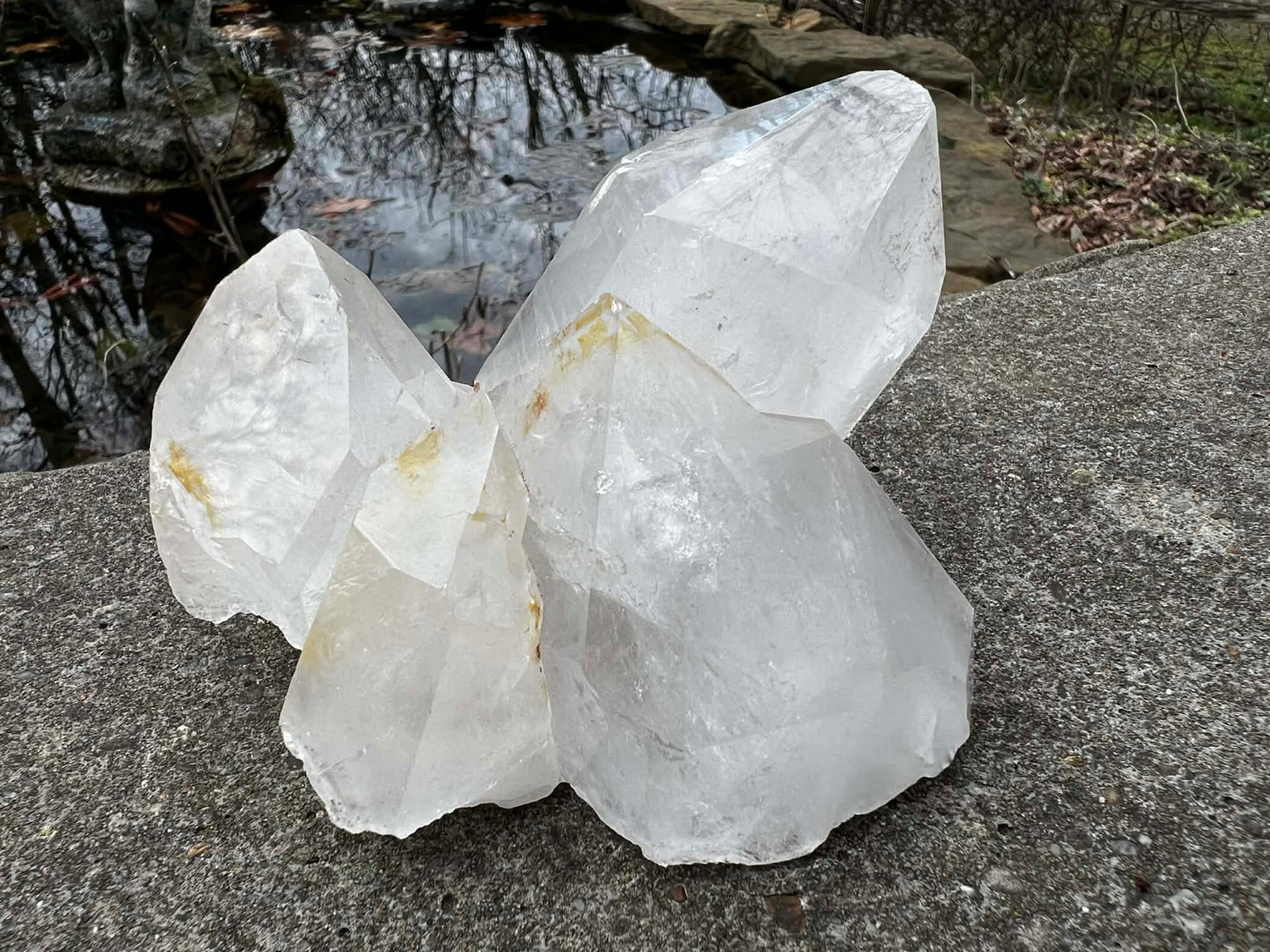 Quartz Crystal Cluster with Hematite Inclusions - Gem Realm 