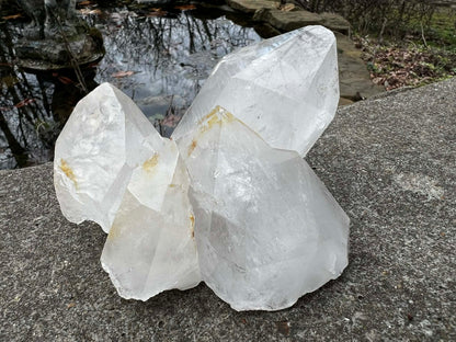 Quartz Crystal Cluster with Hematite Inclusions - Gem Realm 