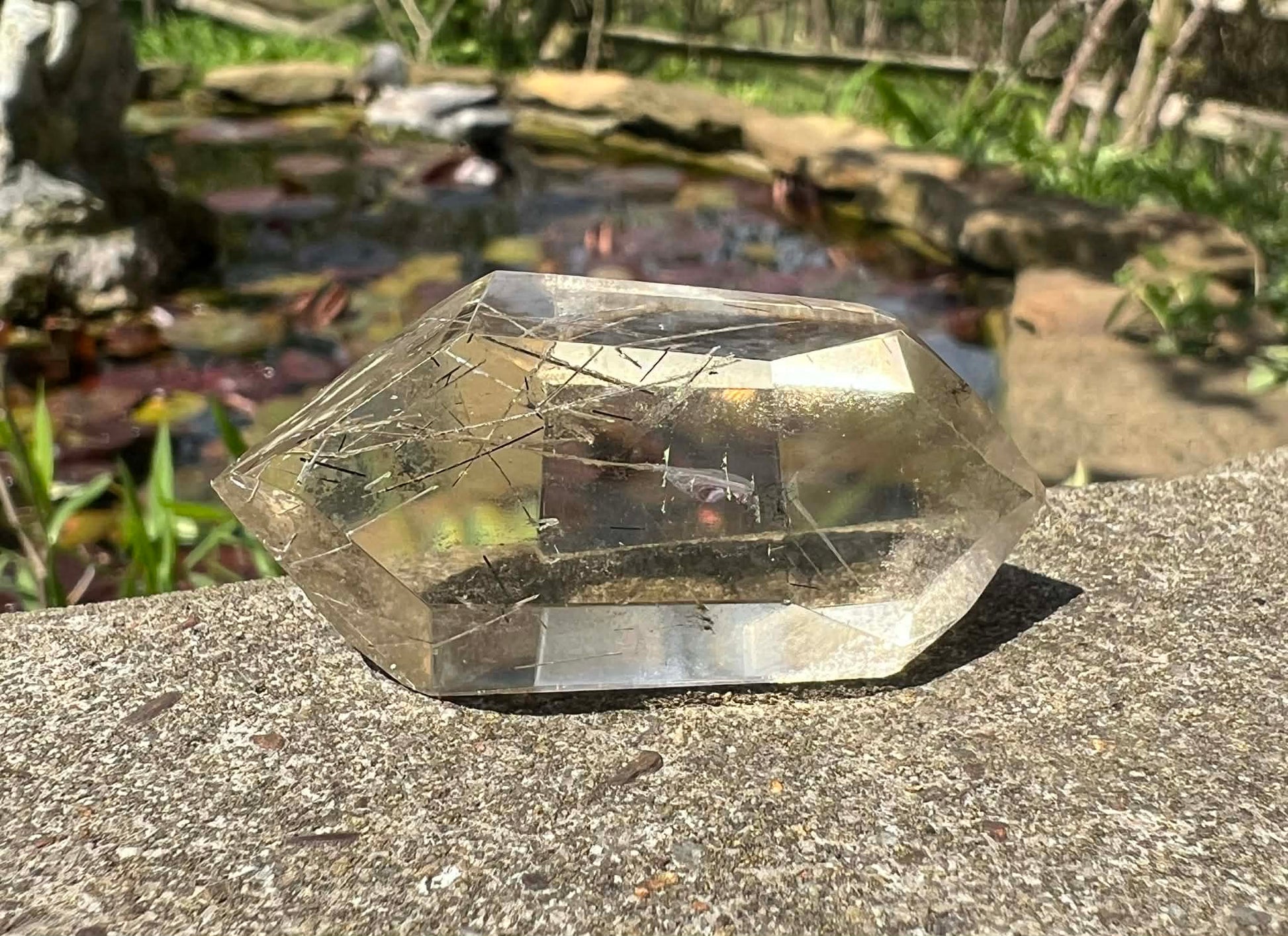 Citrine Double Terminated Polished Point ~ Rutilated - Gem Realm 