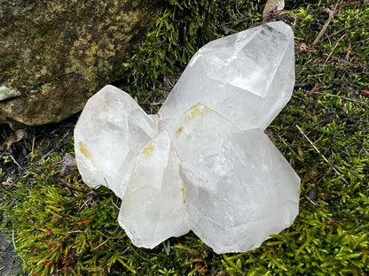 Quartz Crystal Cluster with Hematite Inclusions - Gem Realm 
