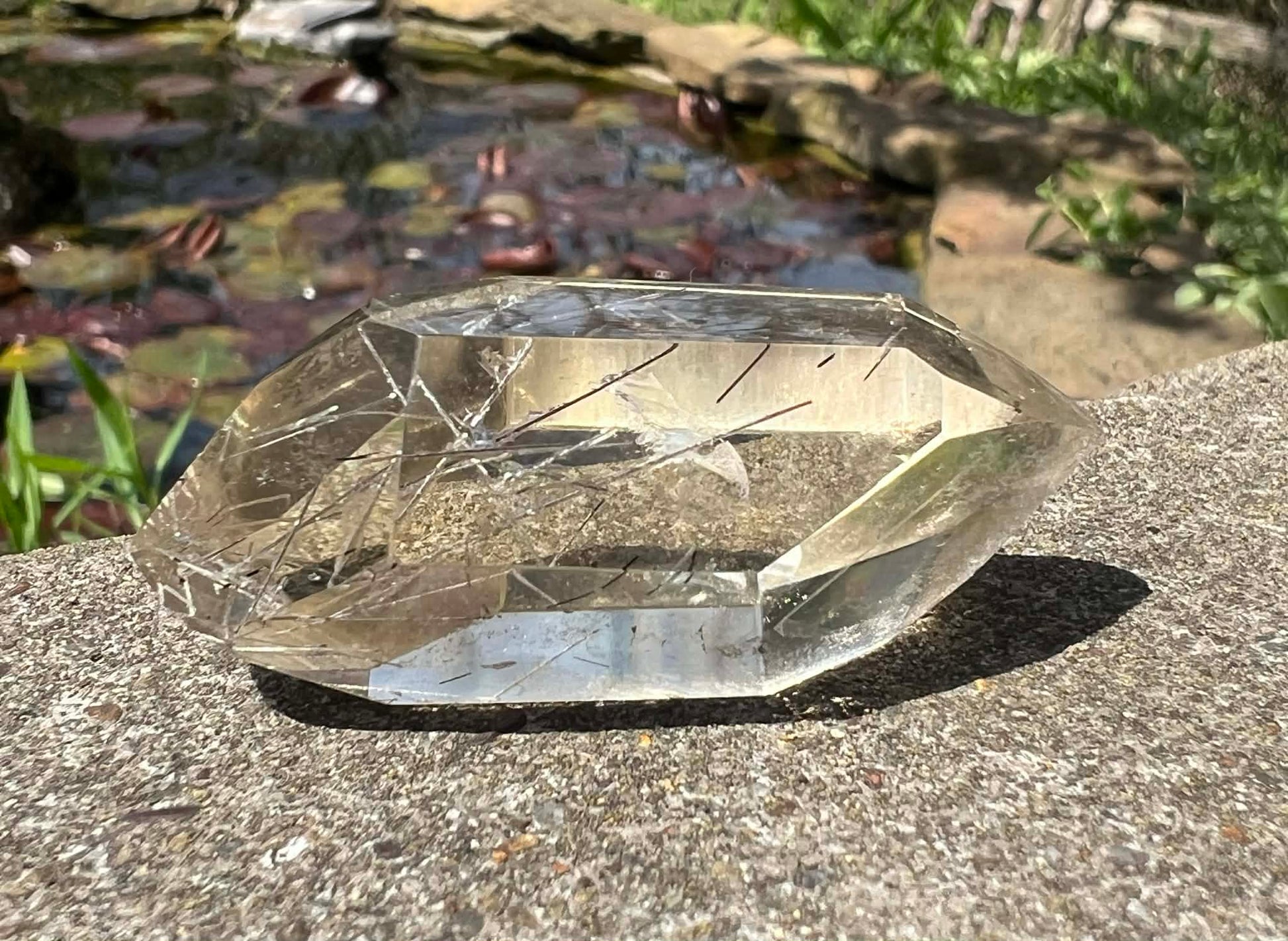 Citrine Double Terminated Polished Point ~ Rutilated - Gem Realm 