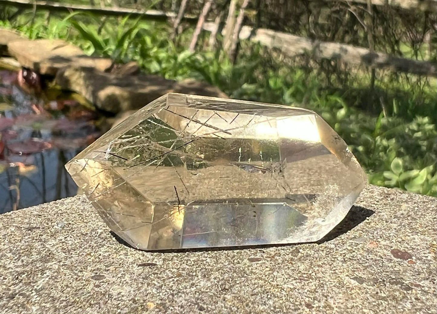 Citrine Double Terminated Polished Point ~ Rutilated - Gem Realm 