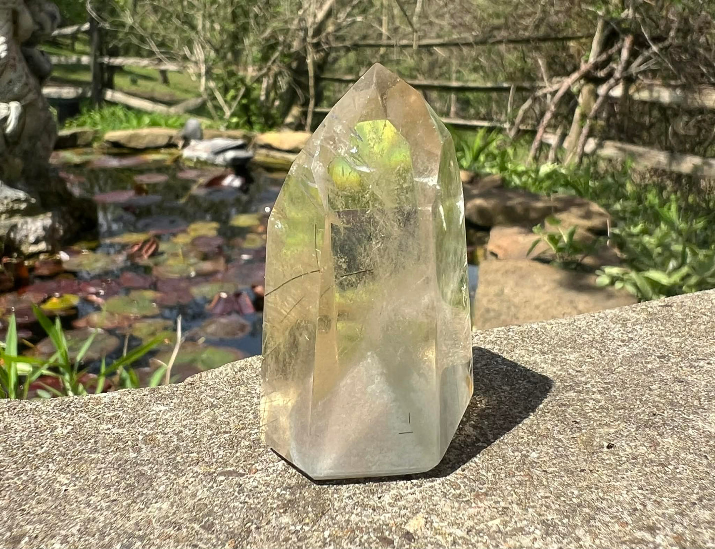 Citrine Tower ~ with Gray Phantoms and Rutile - Gem Realm 