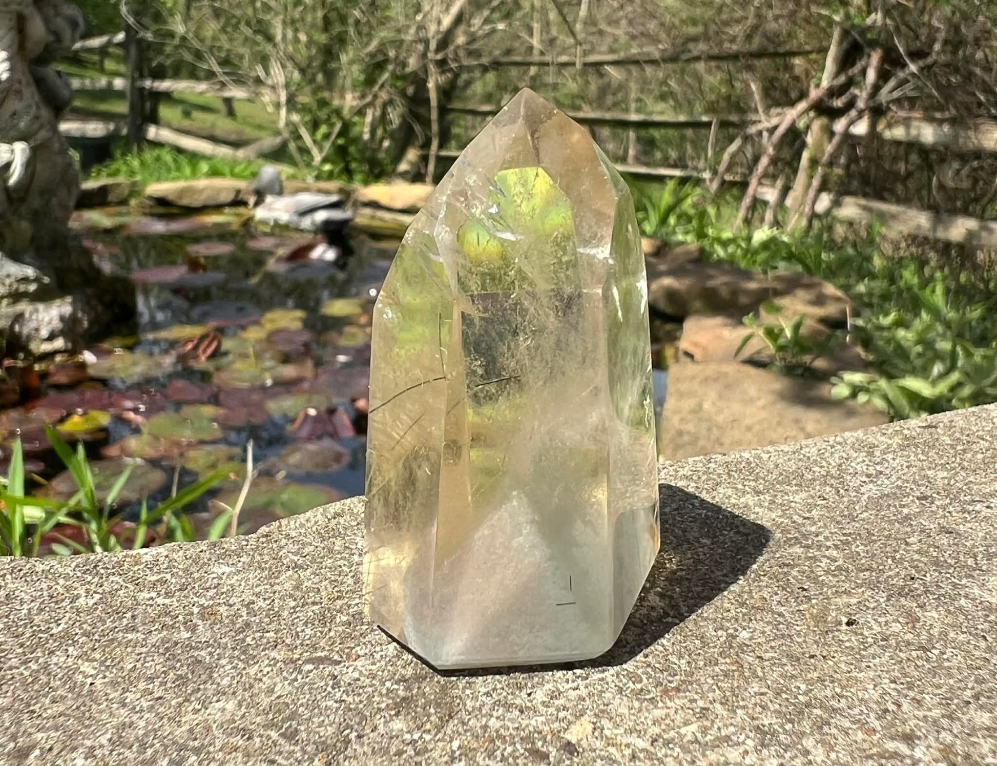 Citrine Tower ~ with Gray Phantoms and Rutile - Gem Realm 
