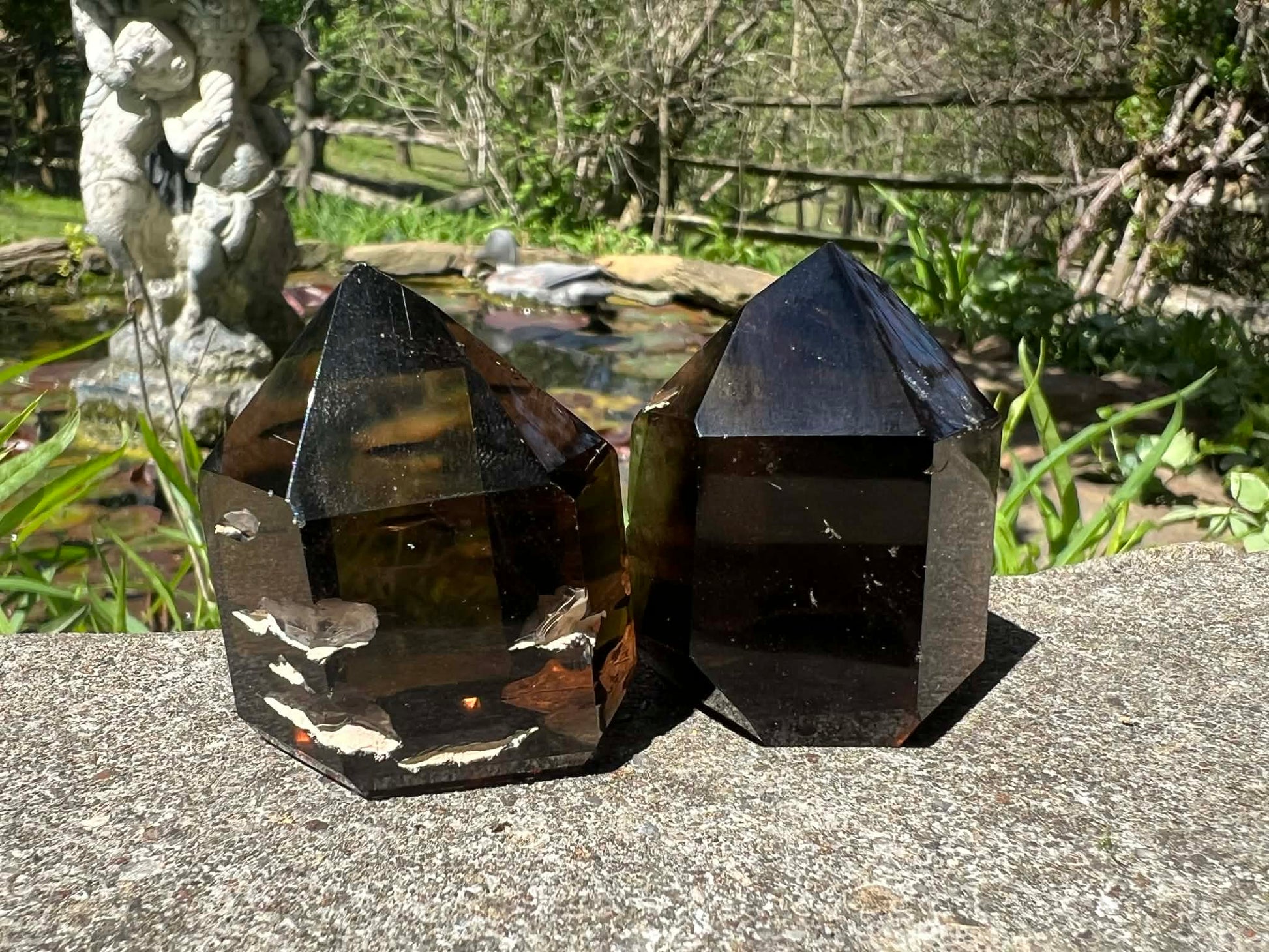 Smoky Quartz Included Tower Duo - Gem Realm 