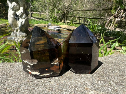 Smoky Quartz Included Tower Duo - Gem Realm 