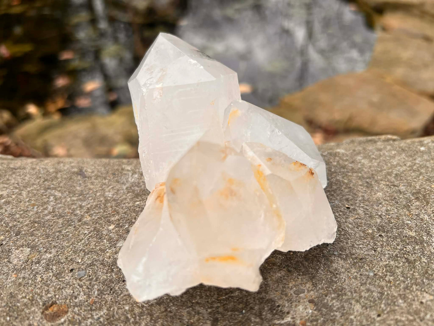 Quartz Crystal Cluster with Hematite Inclusions - Gem Realm 