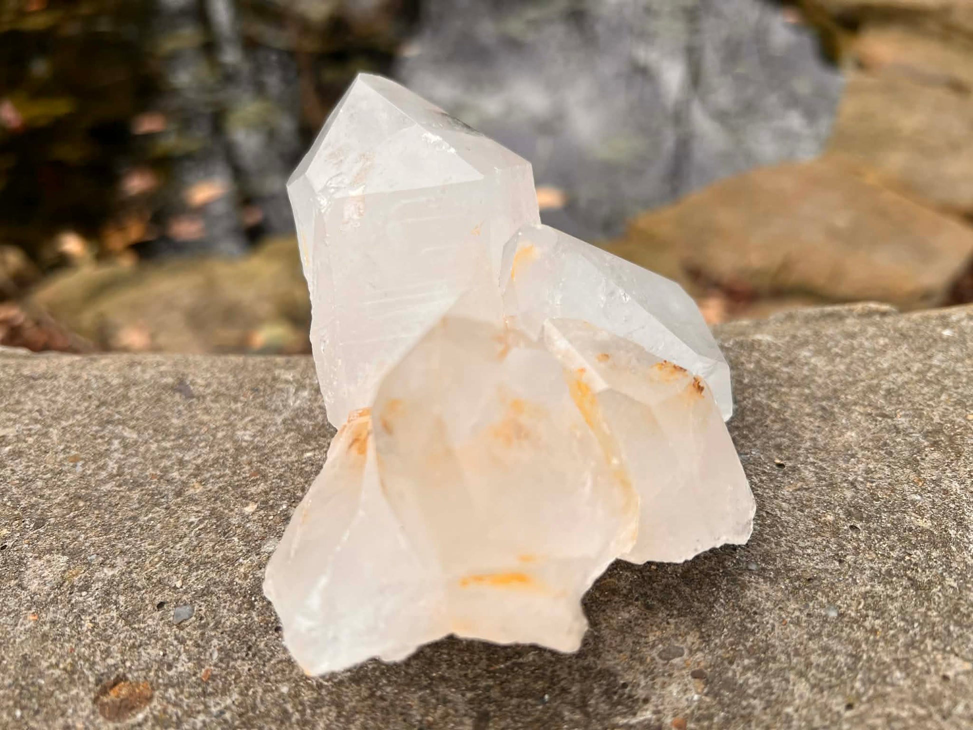 Quartz Crystal Cluster with Hematite Inclusions - Gem Realm 