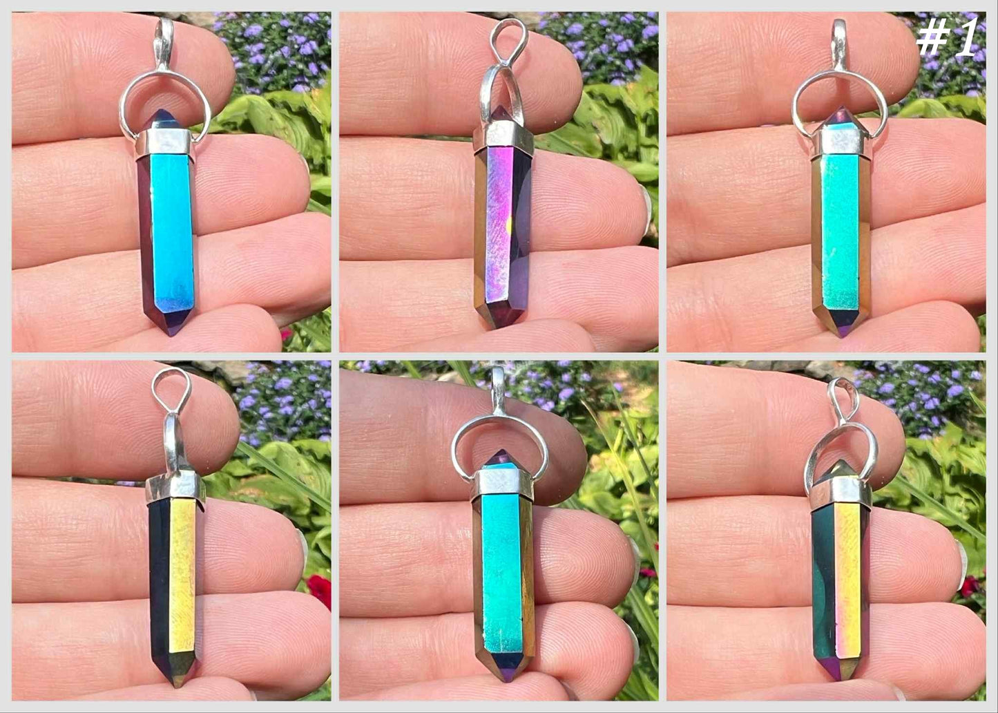 Titanium Aura Quartz Crystal Pendant