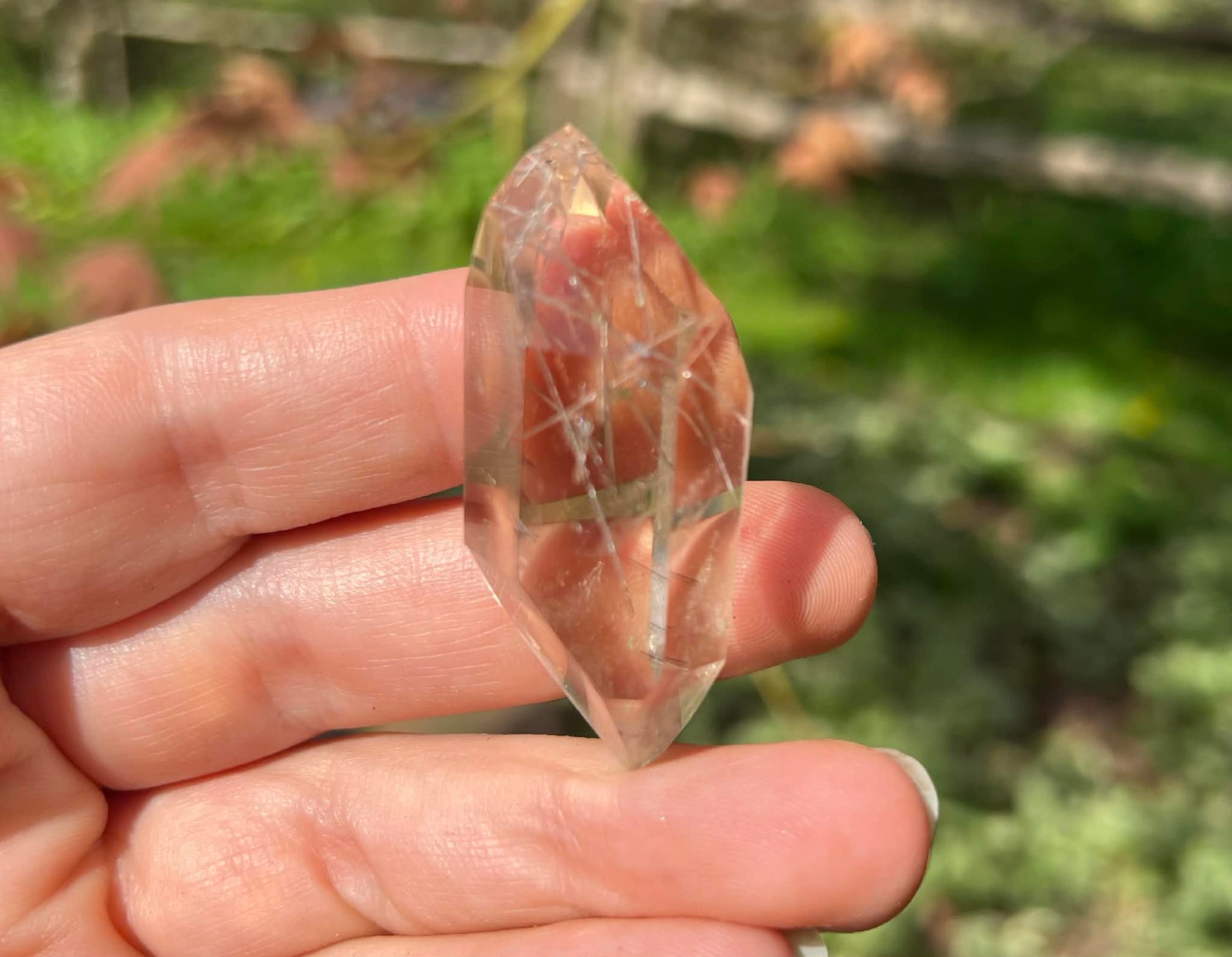 Citrine Double Terminated Polished Point ~ Rutilated - Gem Realm 