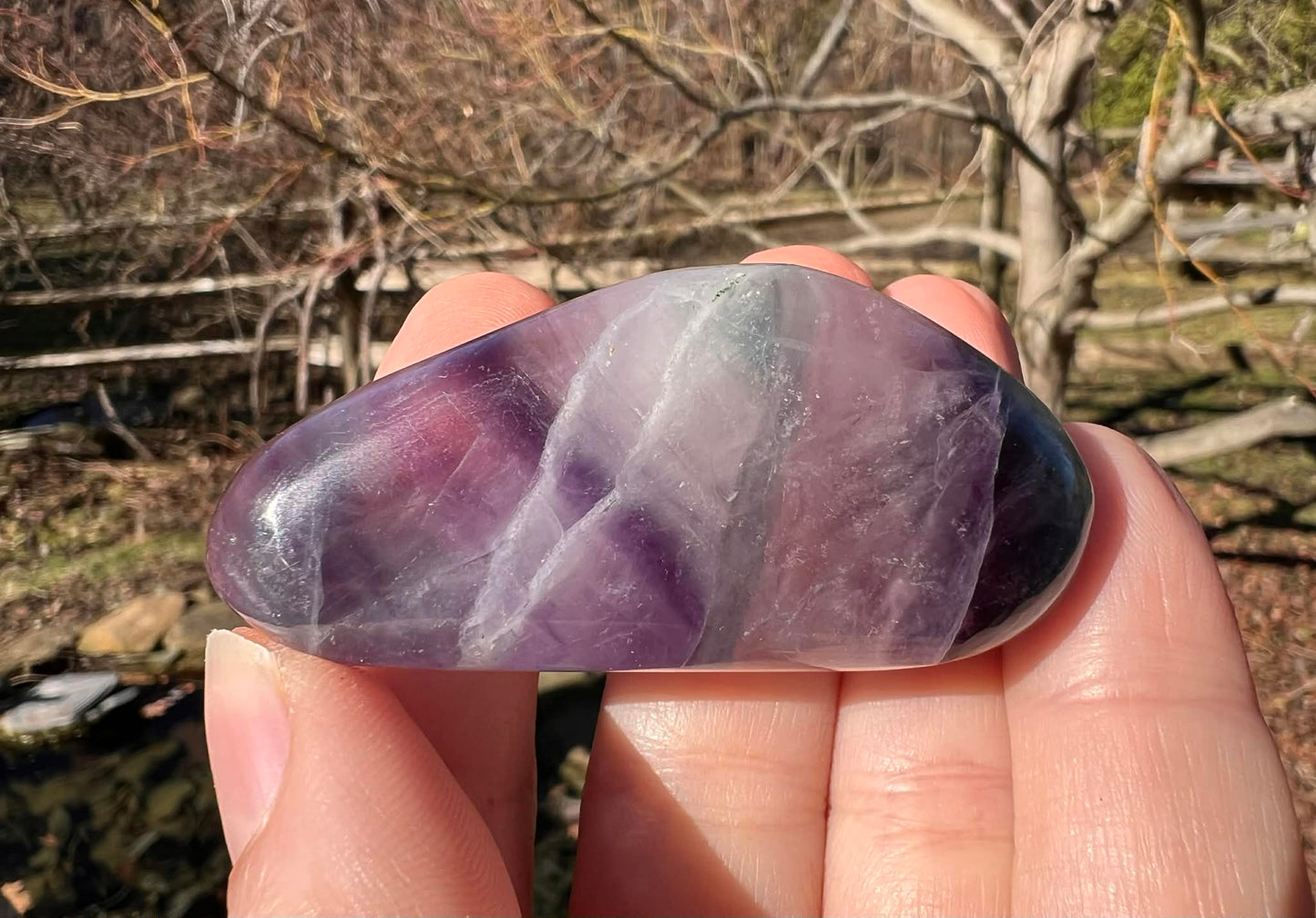 Rainbow Fluorite Palm Stone - Gem Realm 