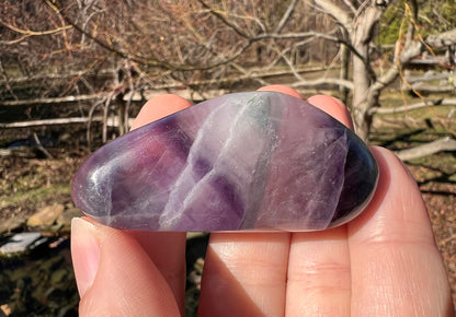 Rainbow Fluorite Palm Stone - Gem Realm 