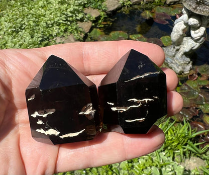 Smoky Quartz Included Tower Duo - Gem Realm 