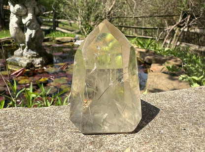 Citrine Tower ~ with Gray Phantoms and Rutile - Gem Realm 