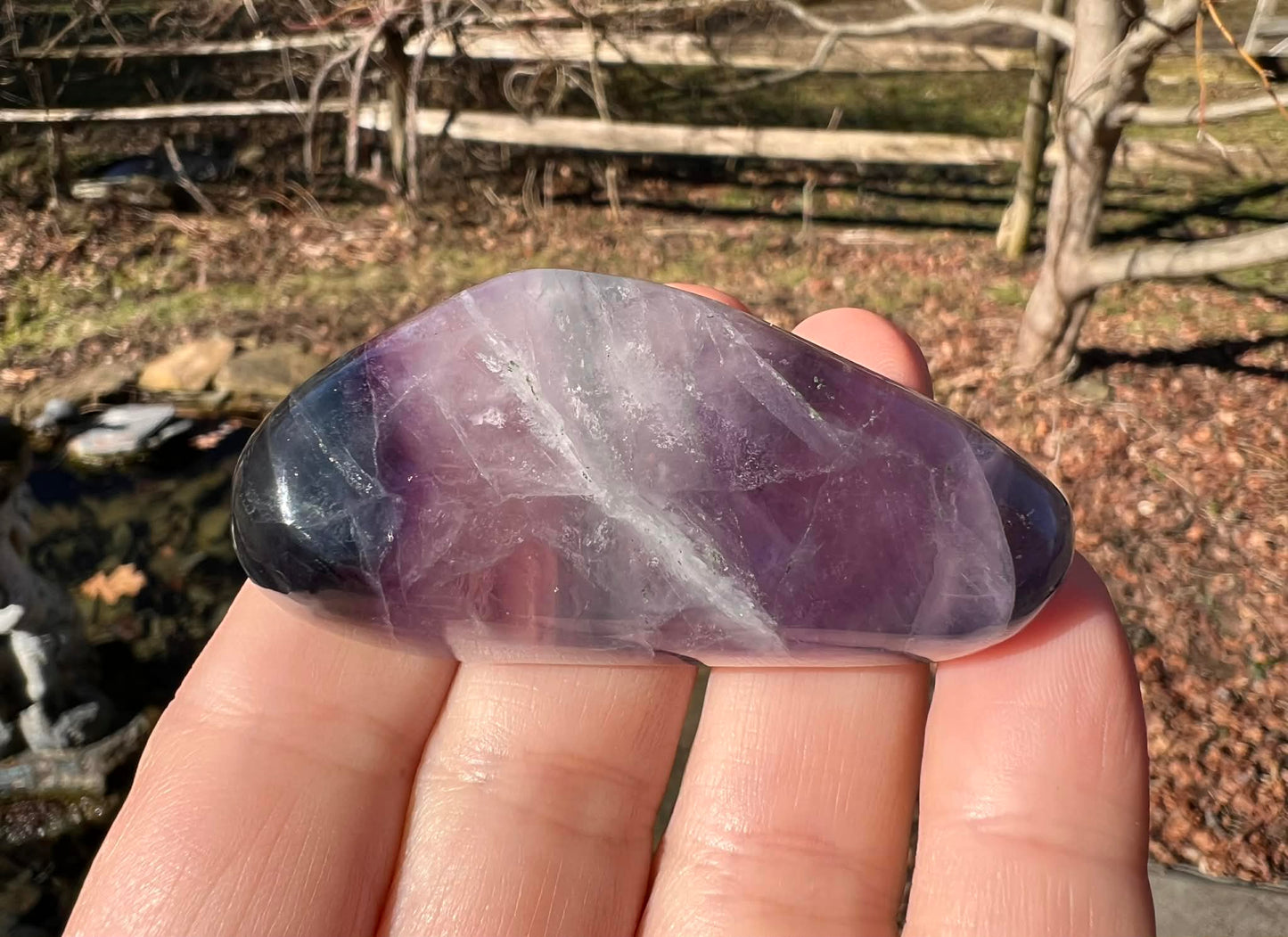 Rainbow Fluorite Palm Stone - Gem Realm 