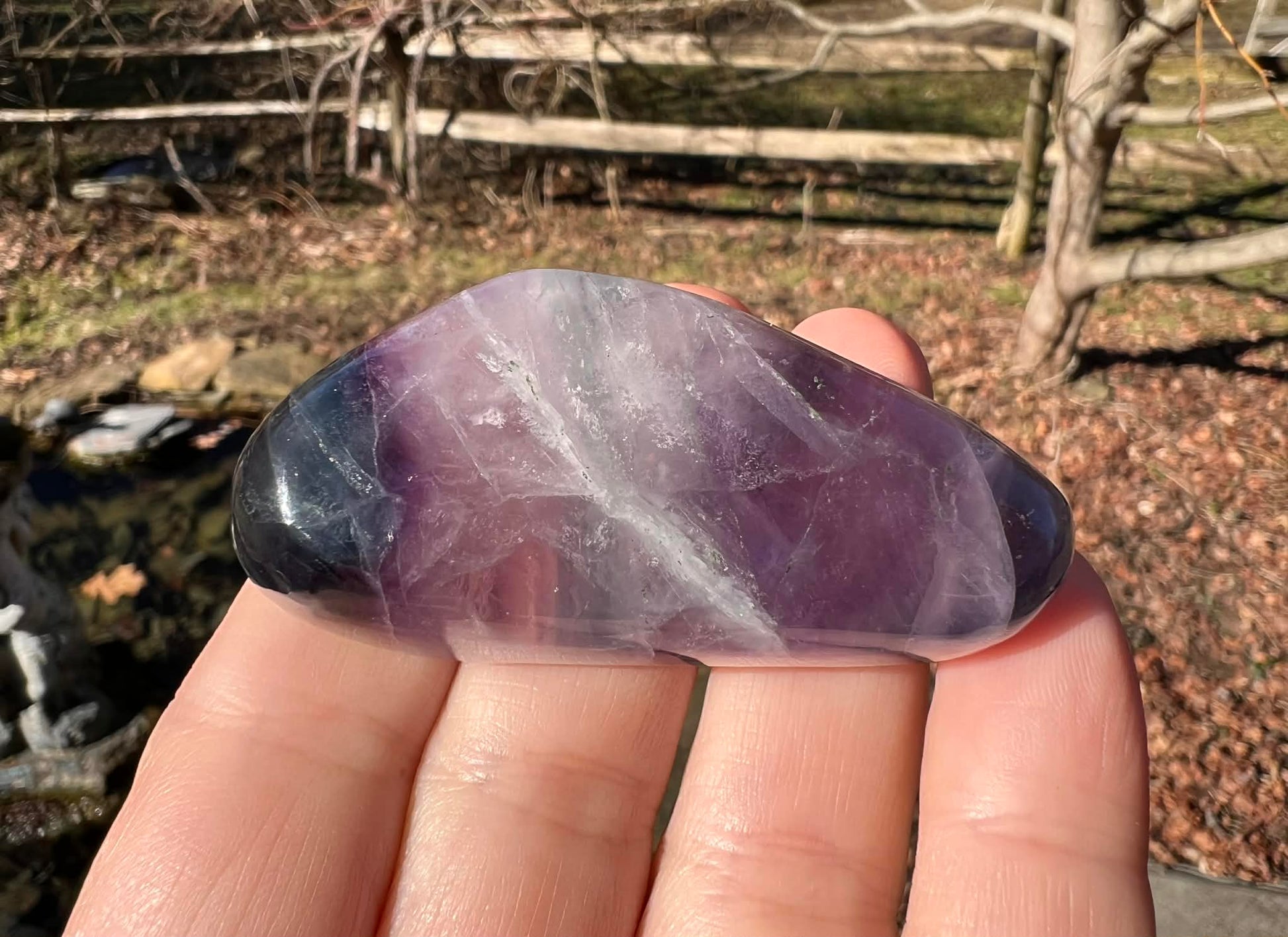 Rainbow Fluorite Palm Stone - Gem Realm 