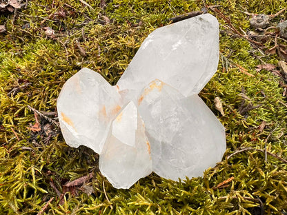 Quartz Crystal Cluster with Hematite Inclusions - Gem Realm 