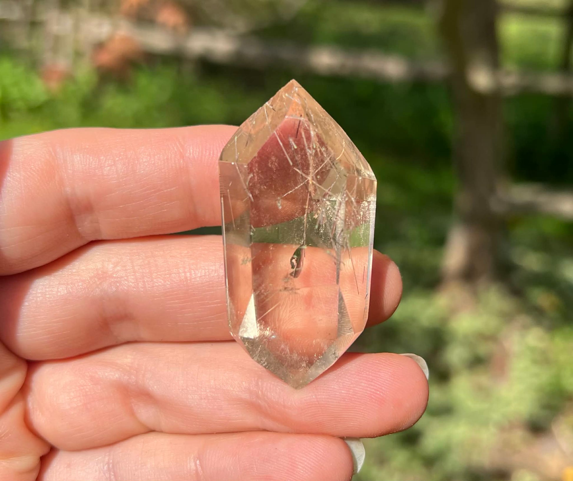 Citrine Double Terminated Polished Point ~ Rutilated - Gem Realm 
