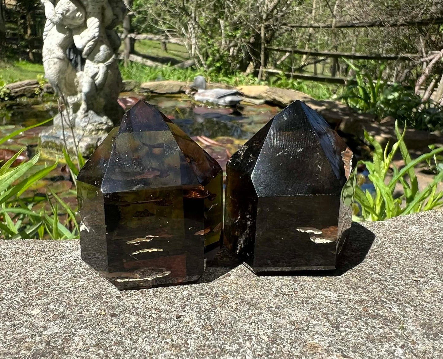 Smoky Quartz Included Tower Duo - Gem Realm 