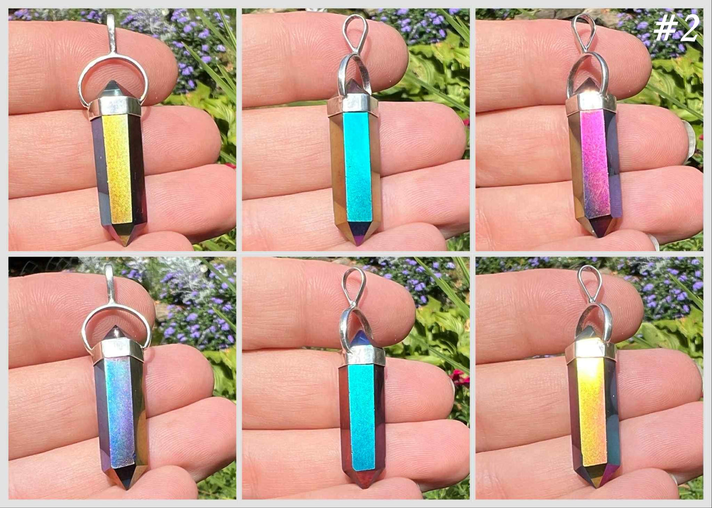 Titanium Aura Quartz Crystal Pendant