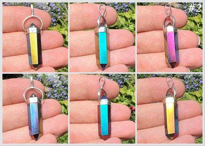 Titanium Aura Quartz Crystal Pendant