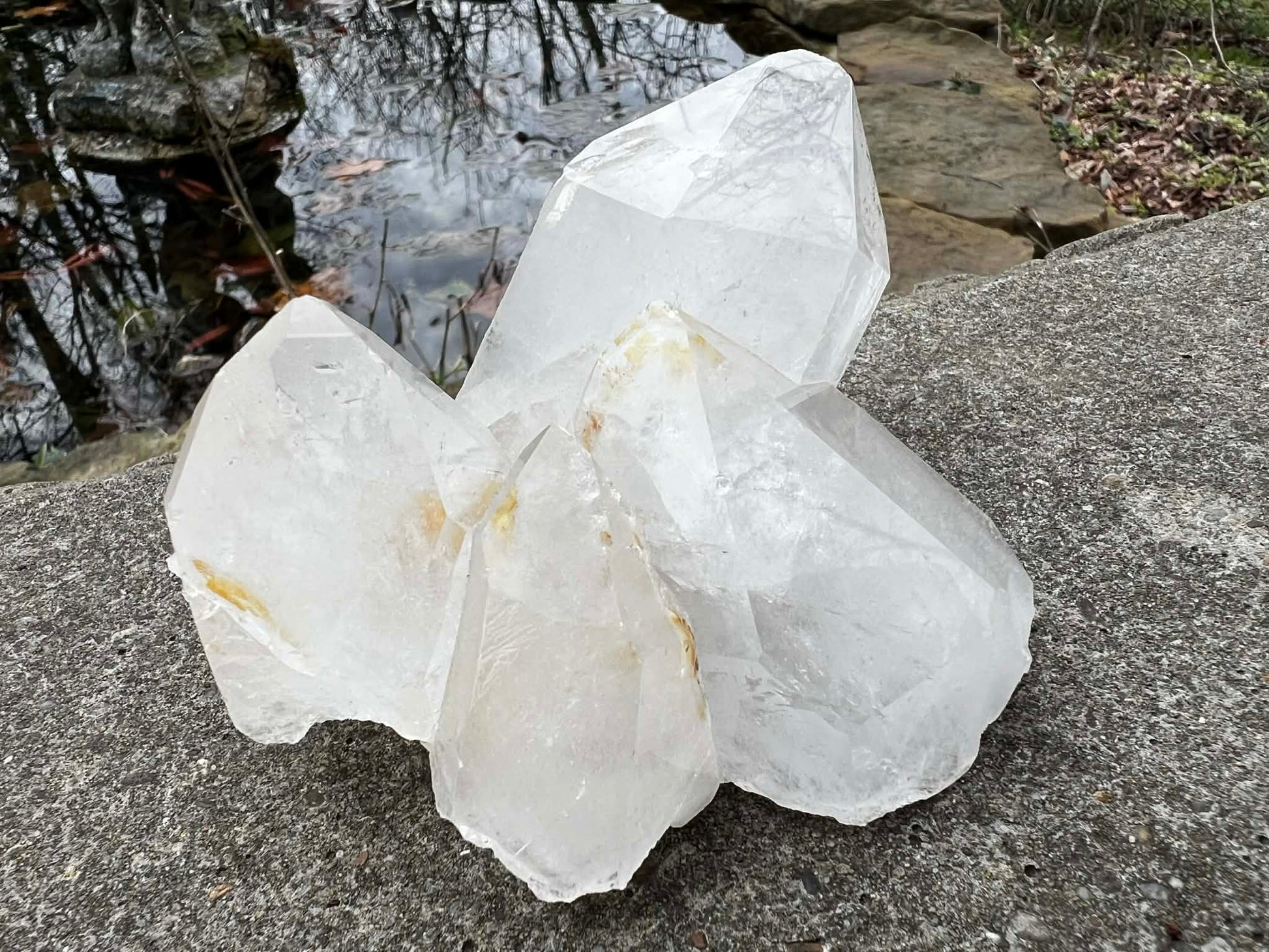 Quartz Crystal Cluster with Hematite Inclusions - Gem Realm 