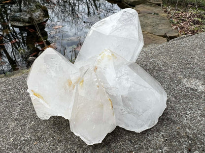 Quartz Crystal Cluster with Hematite Inclusions - Gem Realm 