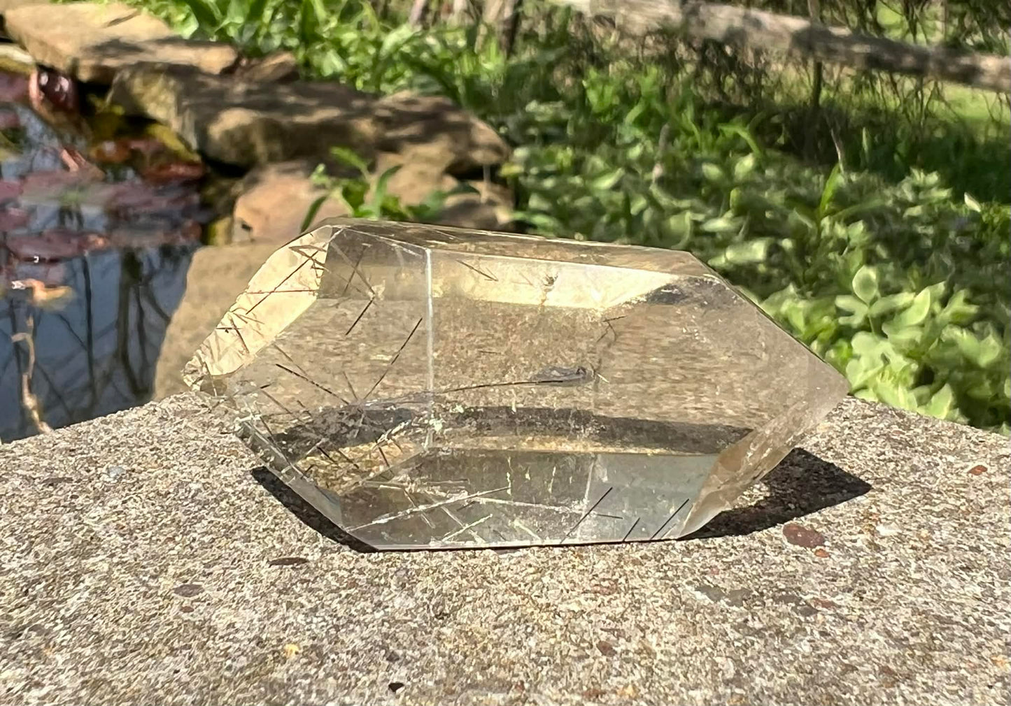 Citrine Double Terminated Polished Point ~ Rutilated - Gem Realm 