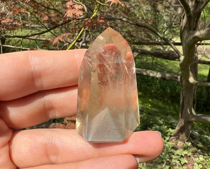 Citrine Tower ~ with Gray Phantoms and Rutile - Gem Realm 