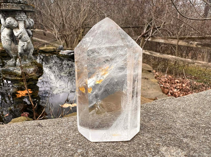 Quartz Crystal Tower ~ with Hematite