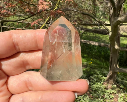 Citrine Tower ~ with Gray Phantoms and Rutile - Gem Realm 