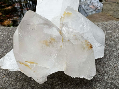 Quartz Crystal Cluster with Hematite Inclusions - Gem Realm 