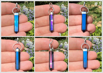 Titanium Aura Quartz Crystal Pendant