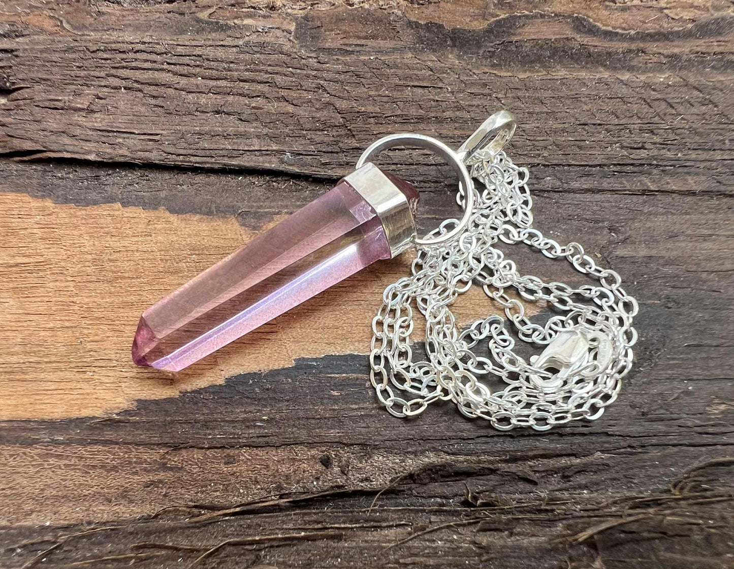 Pink Aura Quartz Pendant