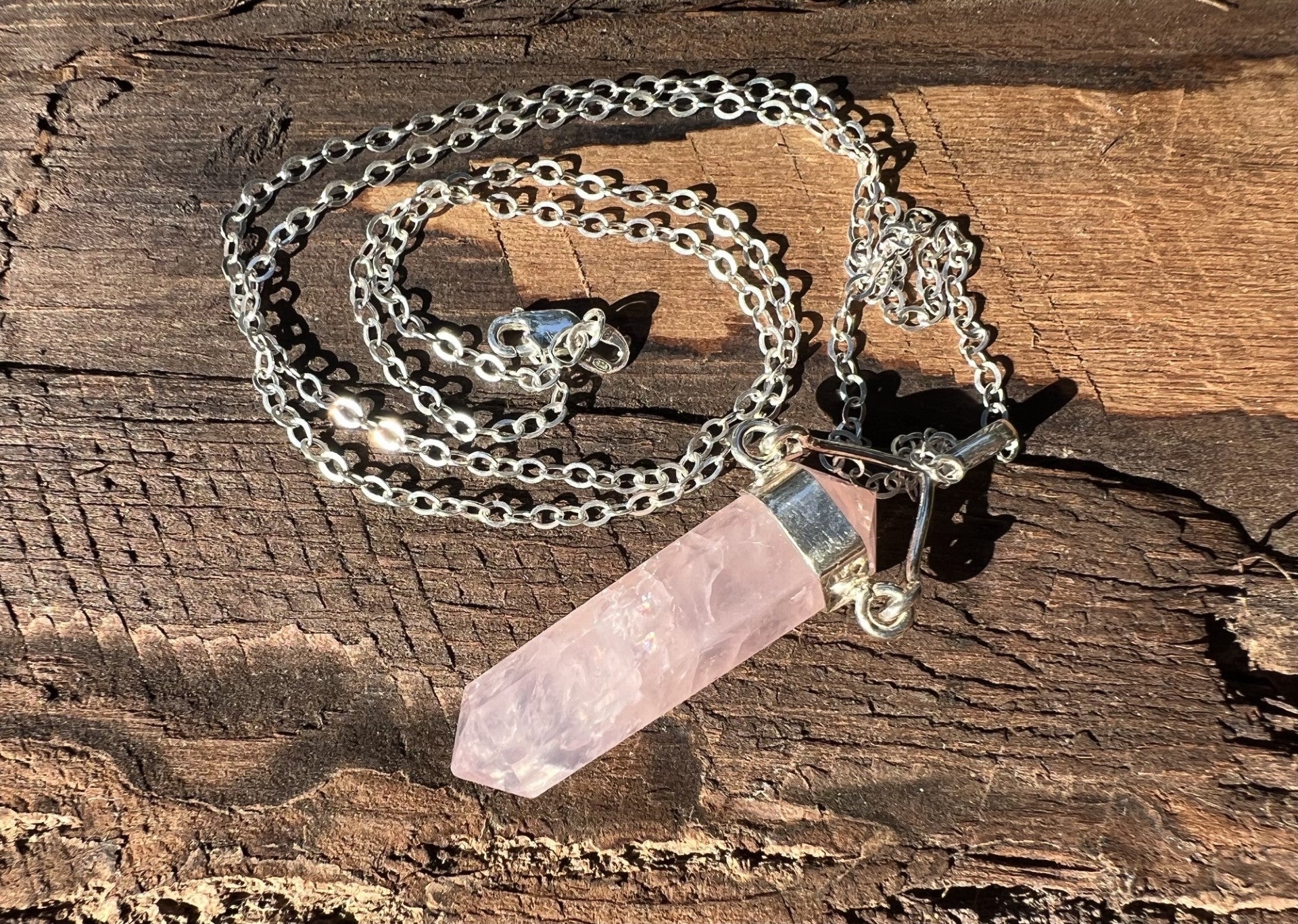 Rose Quartz Crystal Pendant - Gem Realm 