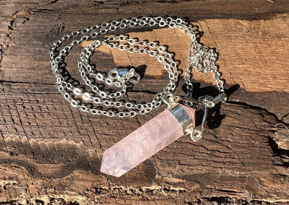 Rose Quartz Crystal Pendant - Gem Realm 